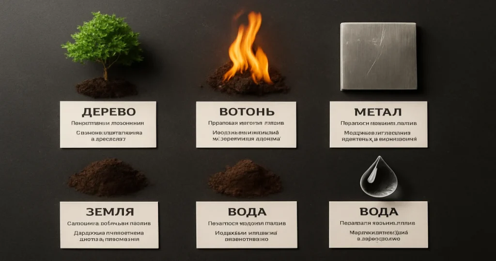 Стихія Властивості Як впливає на рік Дерево Ріст, розвиток, натхнення Сприяє новим&hellip;