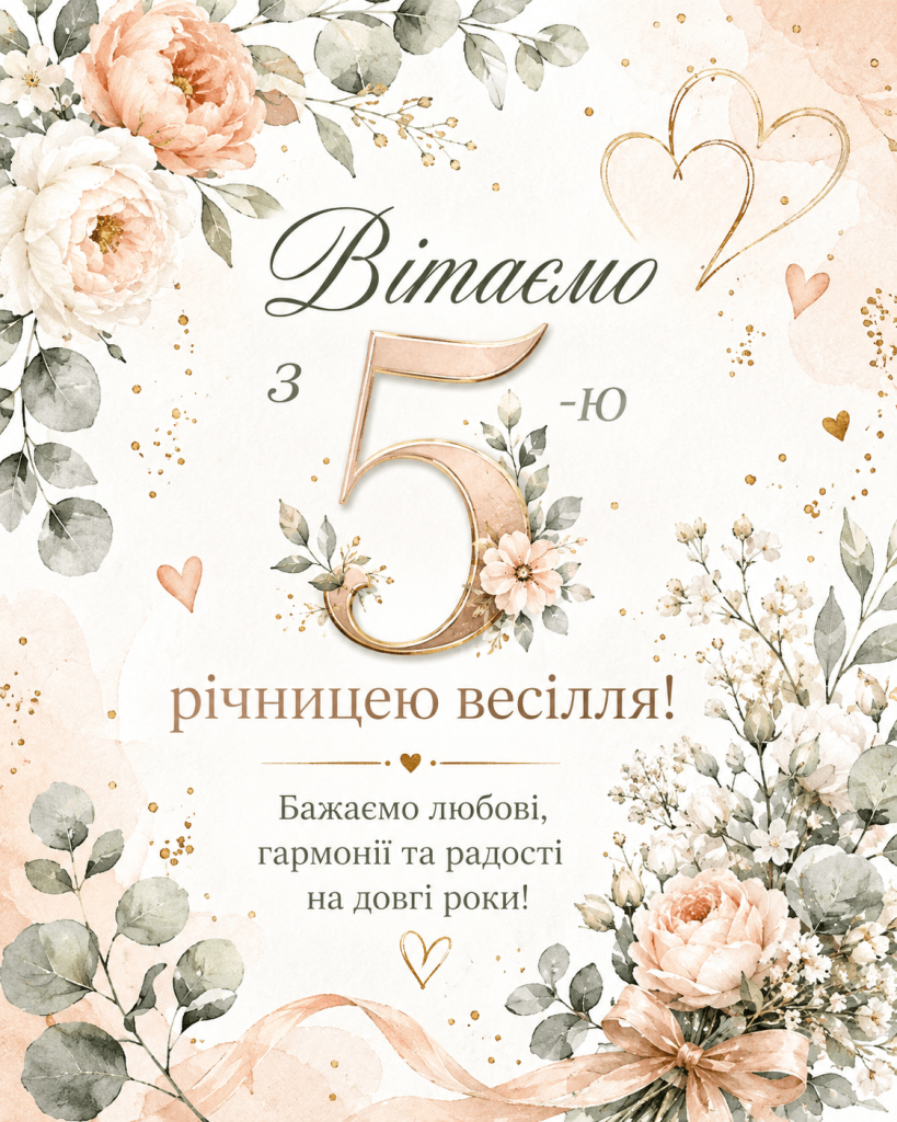 з річницею 5 років весілля