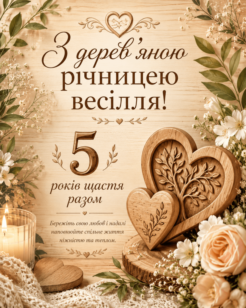 привітання з річницею 5 років весілля